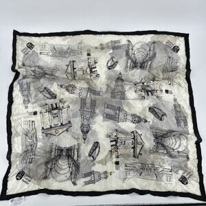 Trinity College 100% Silk Scarf Dublin Cream Black Square Ireland Church History